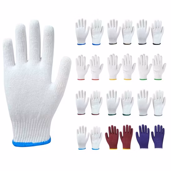 Китай оптовые 7/10 калибра промышленные/строительные перчатки Guantes белые хлопчатобумажные трикотажные защитные рабочие перчатки